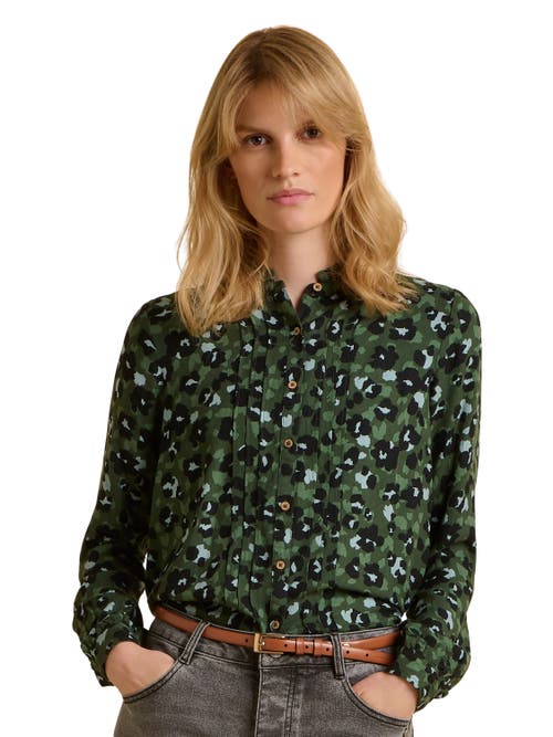 Brakeburn Mylla Long Sleeve Leopard Print Shirt In Green