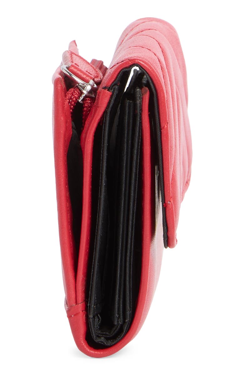 MUNDI SMALL LEATHER GOODS Quilted Trifold Leather Wallet, Alternate, color, Bright Red