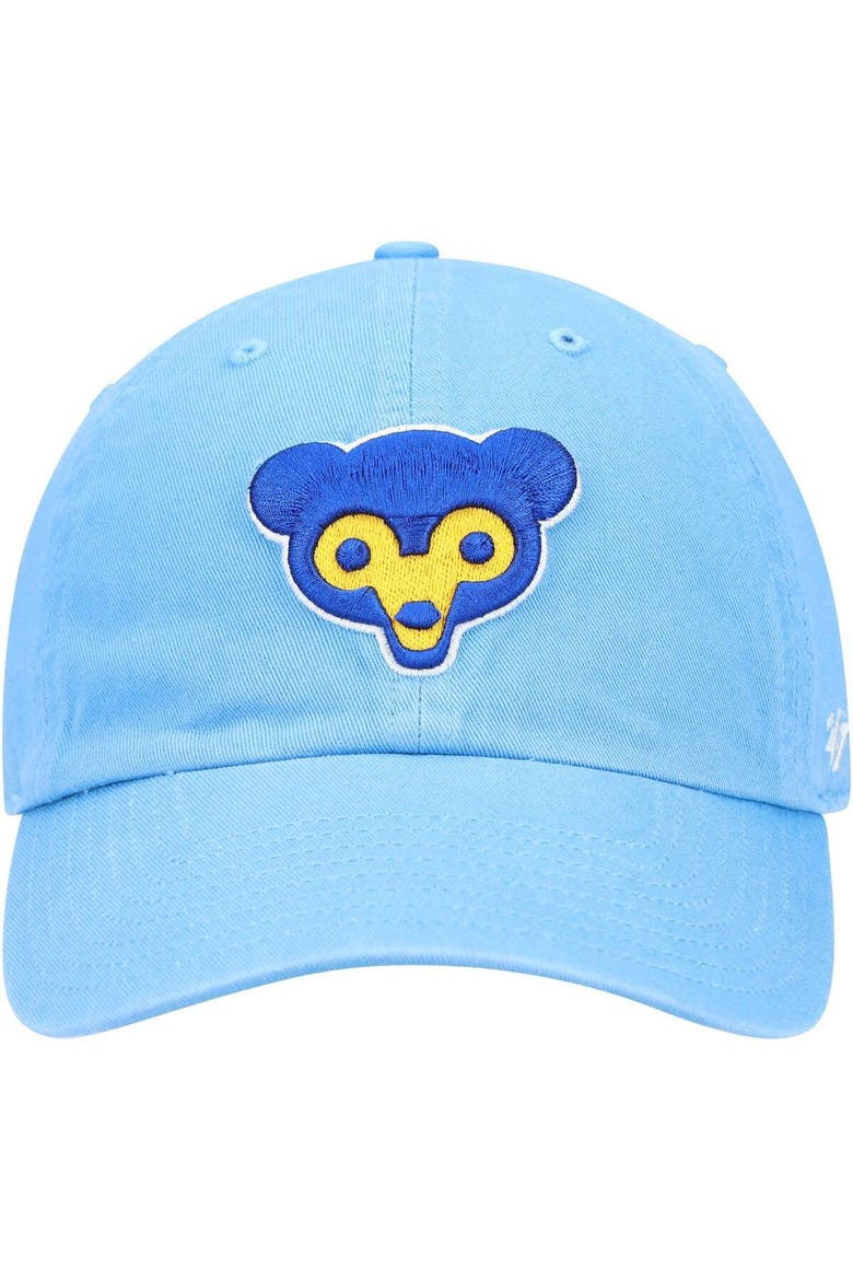 Men's '47 Light Blue Chicago Cubs Logo Cooperstown Collection Clean Up Adjustable Hat, Alternate, color, Light Blue