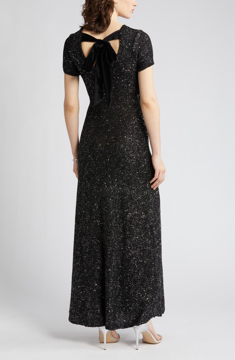 ZOE AND CLAIRE Sequin Short Sleeve Sweater Dress, Alternate, color, Black