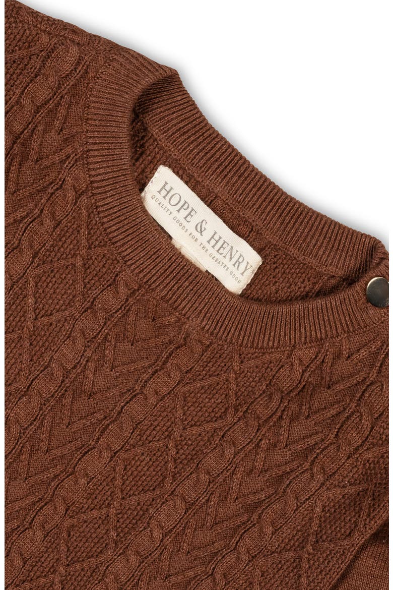 Kids' Organic Long Sleeve Cable Bodice Sweater Dress, Alternate, color, Cinnamon Heather