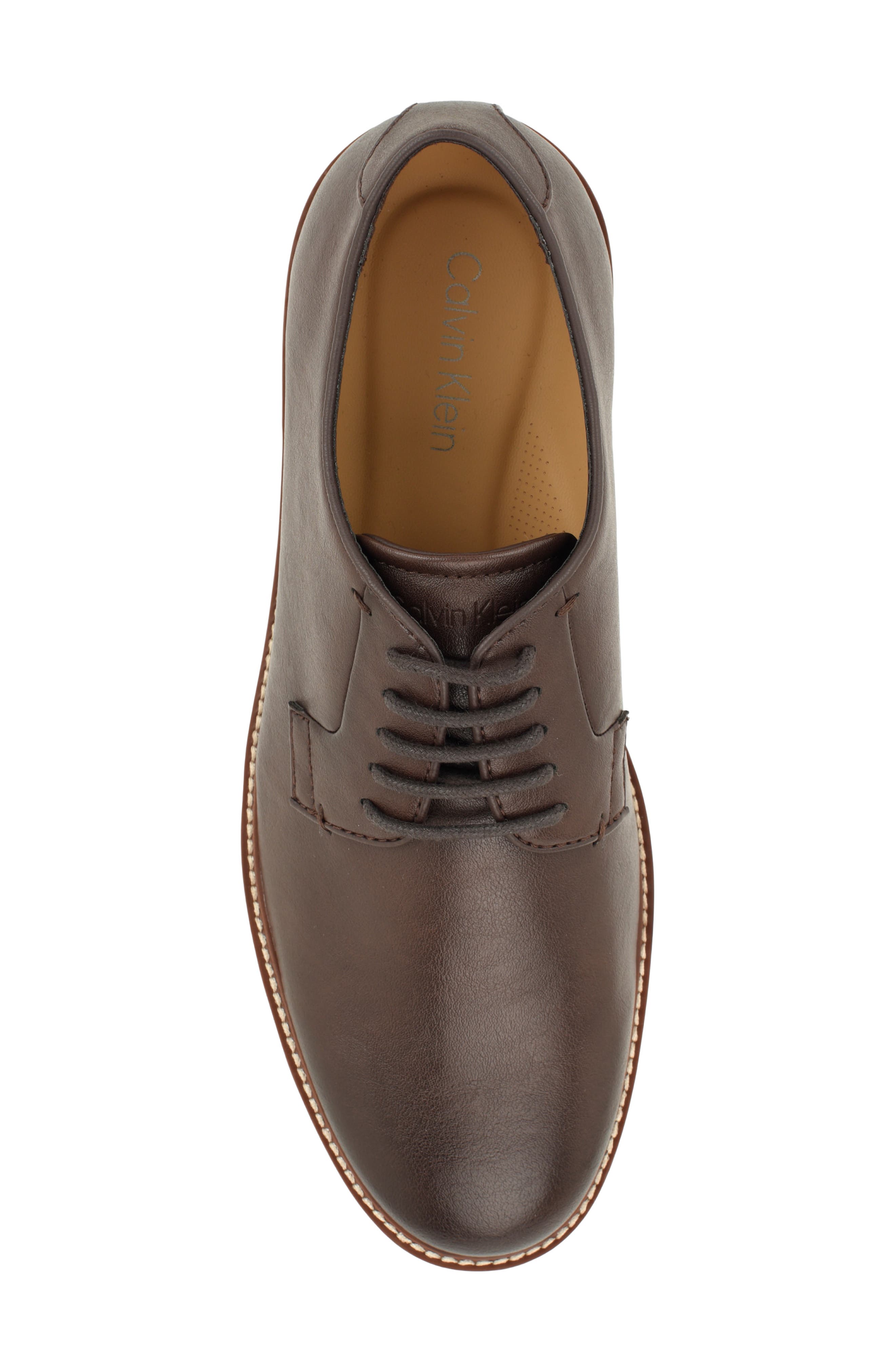 Torrean Plain Toe Faux Leather Derby, Alternate, color, DARK BROWN