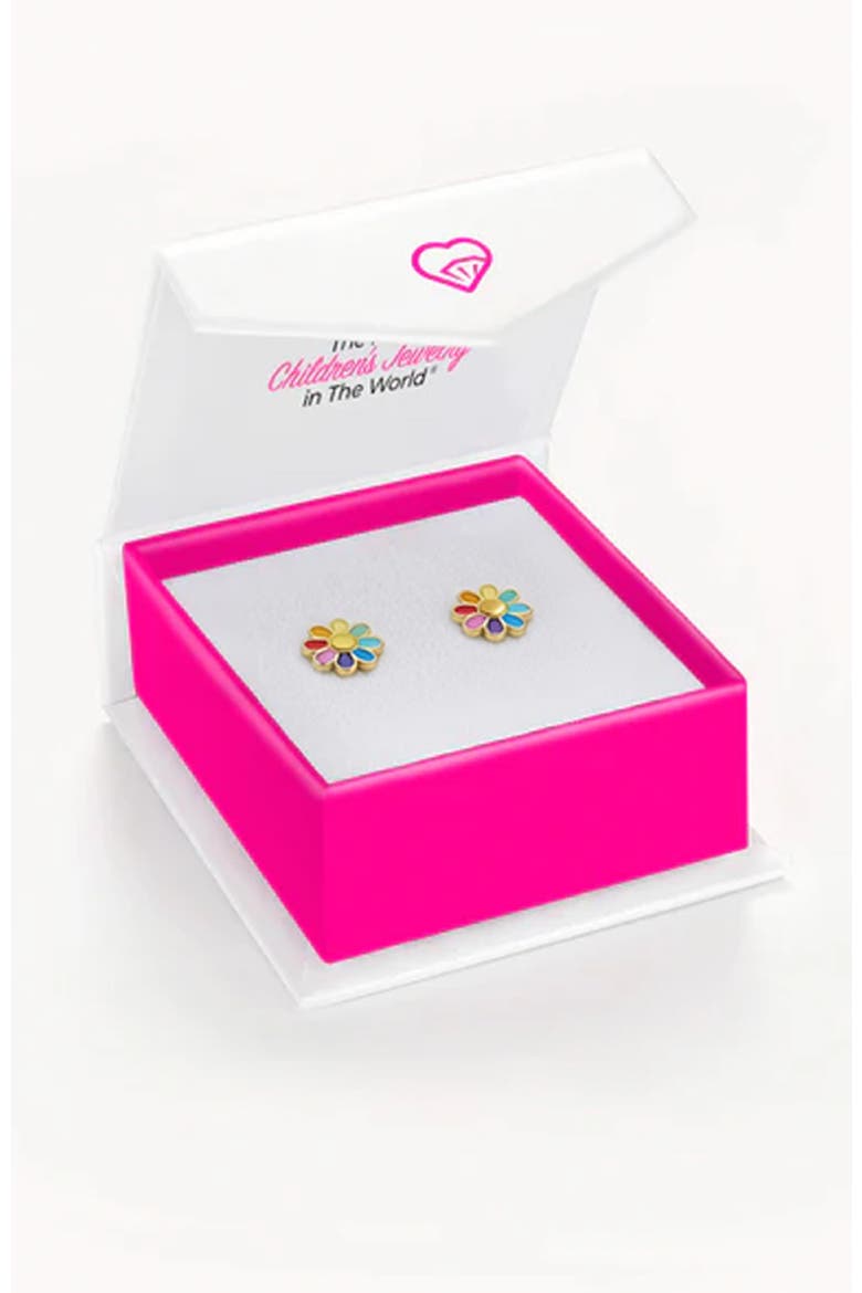 Rainbow Daisy Plated Earrings, Alternate, color, Multi-Color