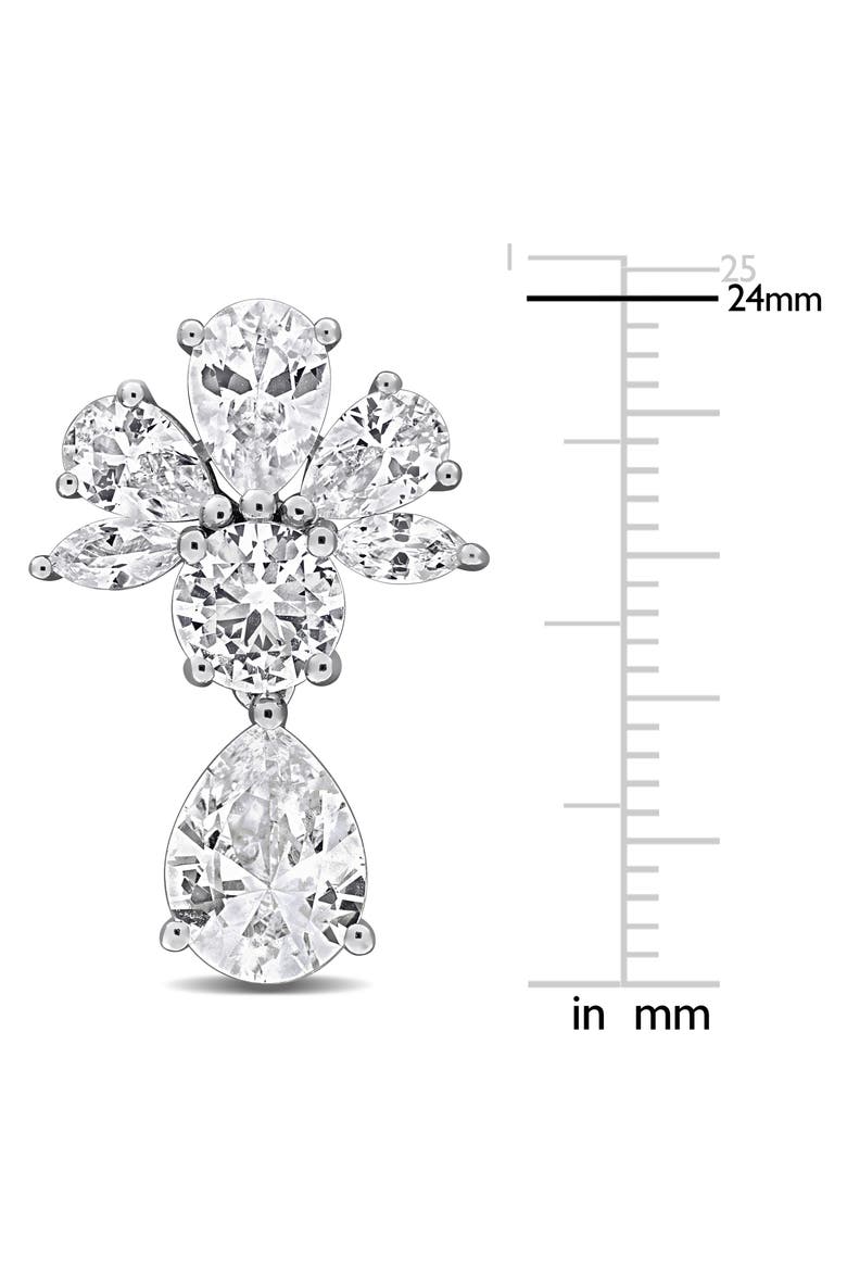 Lab-Created White Sapphire Floral Drop Earrings, Alternate, color, Sterling Silver