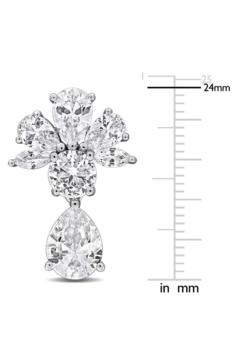 Julianna B. Lab-Created White Sapphire Floral Drop Earrings, Alternate, color, Sterling Silver