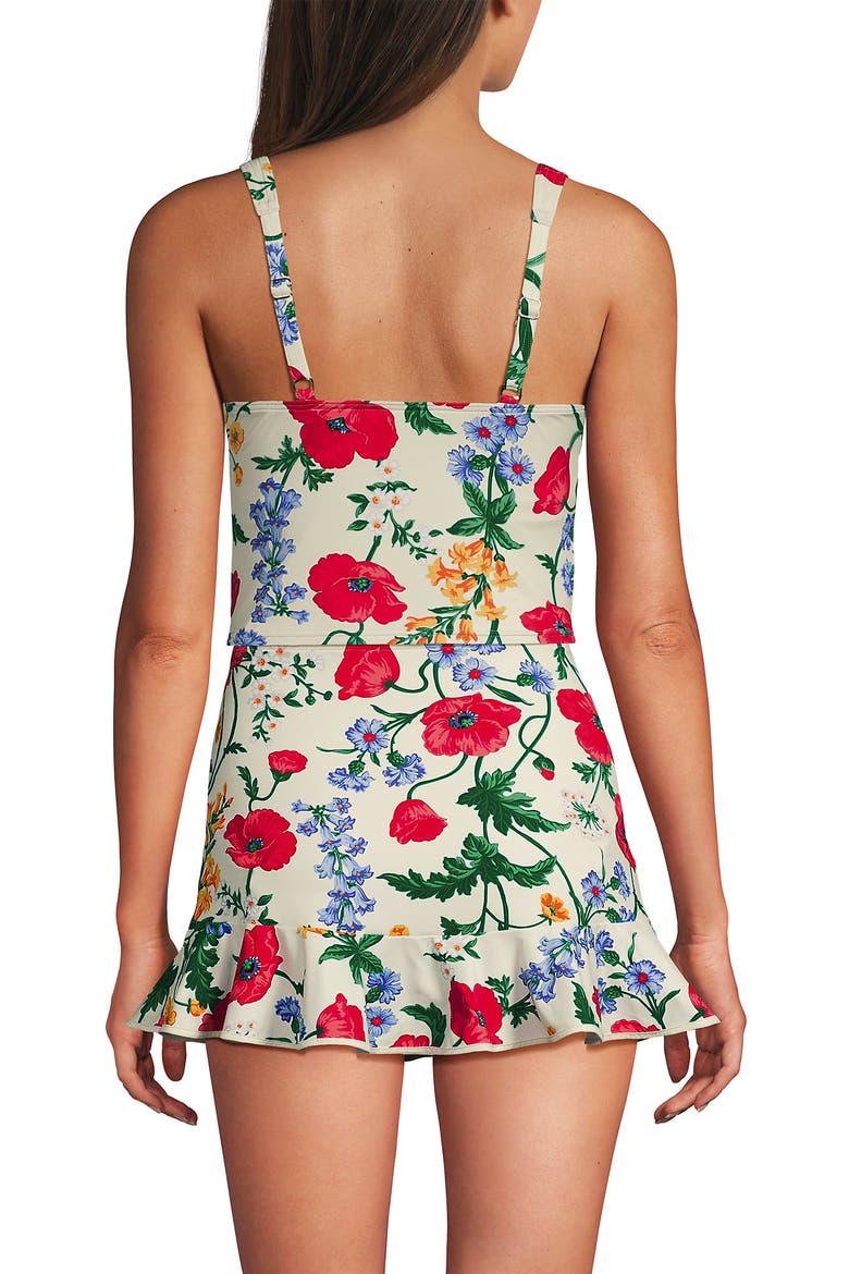 Plus Size Sweetheart Wrap Midkini Top, Alternate, color, Egret/Poppy Floral
