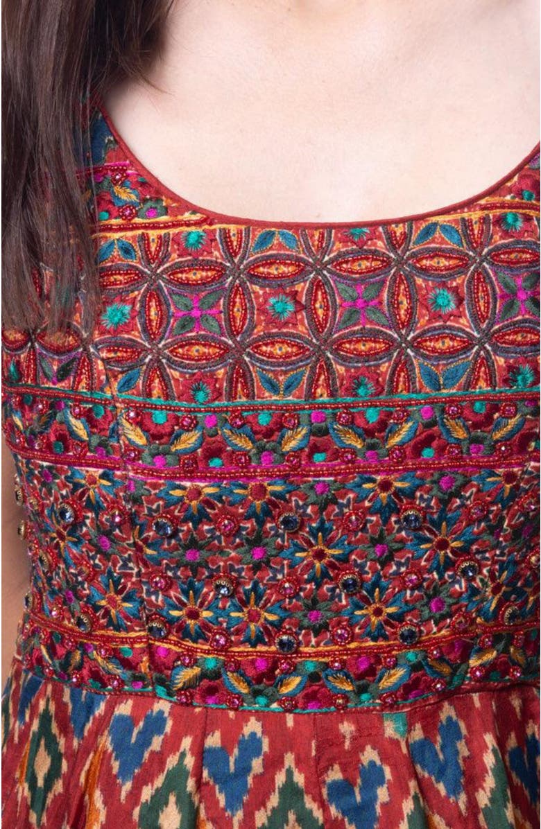 RAAS Louisa Patola Print Long Dress, Alternate, color, Red