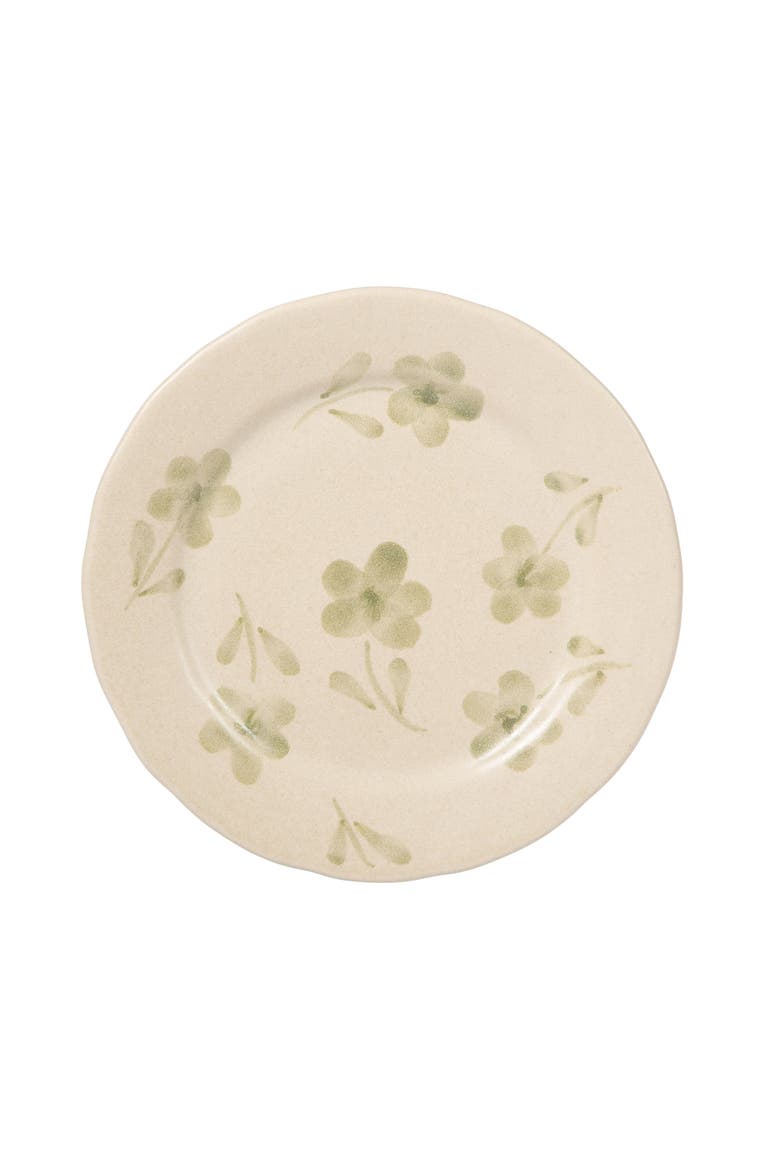 Porto Petals 12 Piece Plates and Bowls Hand Painted Floral Dinnerware Set, Alternate, color, Green Orchid