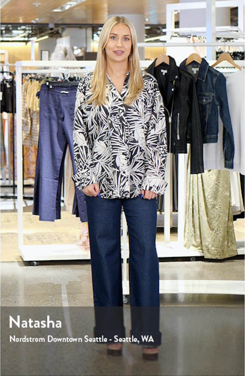 The Oversize Palm Print Cotton & Silk Button-Up Shirt, sales video thumbnail