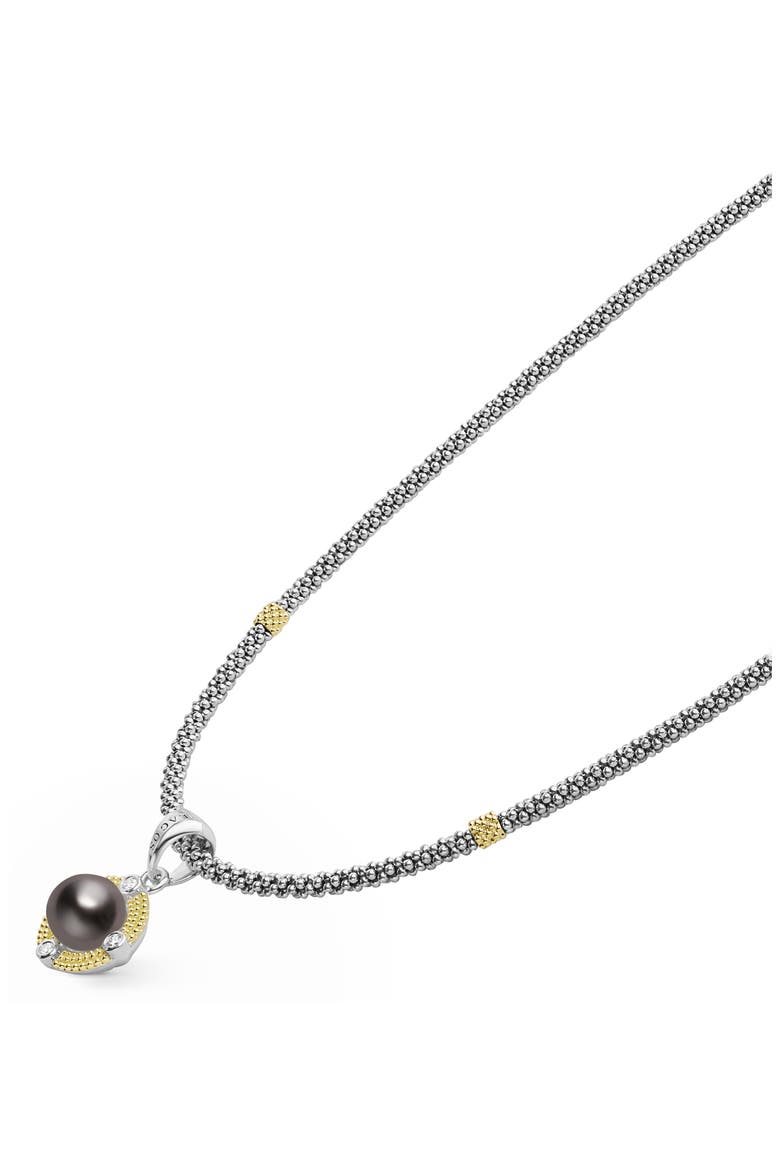 Luna Freshwater Pearl & Diamond Lux Pendant Necklace, Alternate, color, SILVER