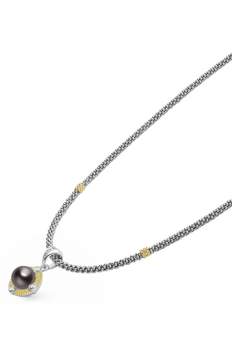 LAGOS Luna Freshwater Pearl & Diamond Lux Pendant Necklace, Alternate, color, Silver
