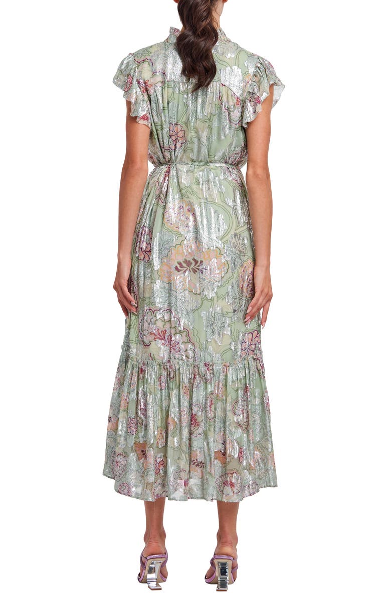 CIEBON Hilma Metallic Floral Print Maxi Dress, Alternate, color, 