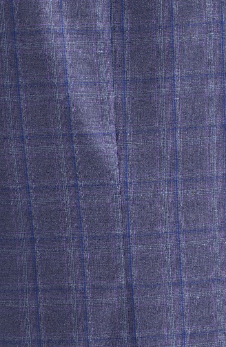 Emporio Armani Purple & Grey Check Virgin Wool Sport Coat, Alternate, color, Plum