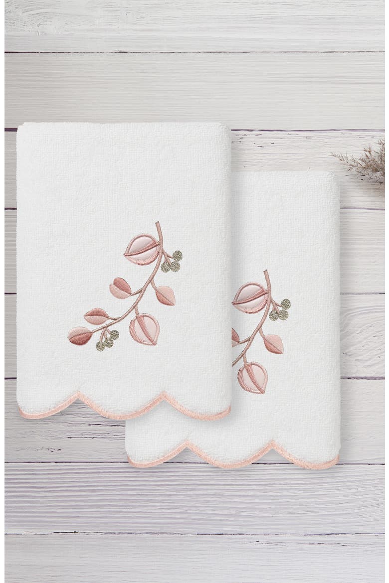 2-Piece Wild Branch Turkish Cotton Hand Towel Set, Alternate, color, WHITE/ PINK
