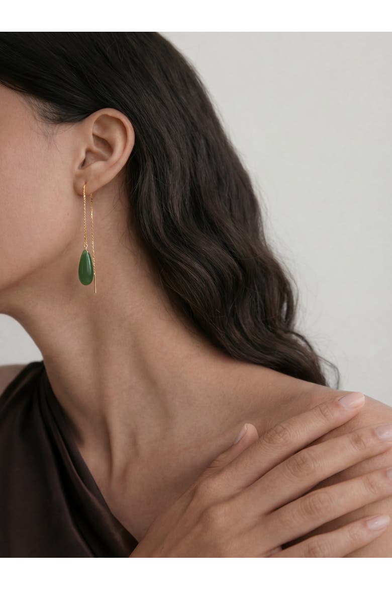 Waterdrop green drop earrings, Alternate, color, Bright green