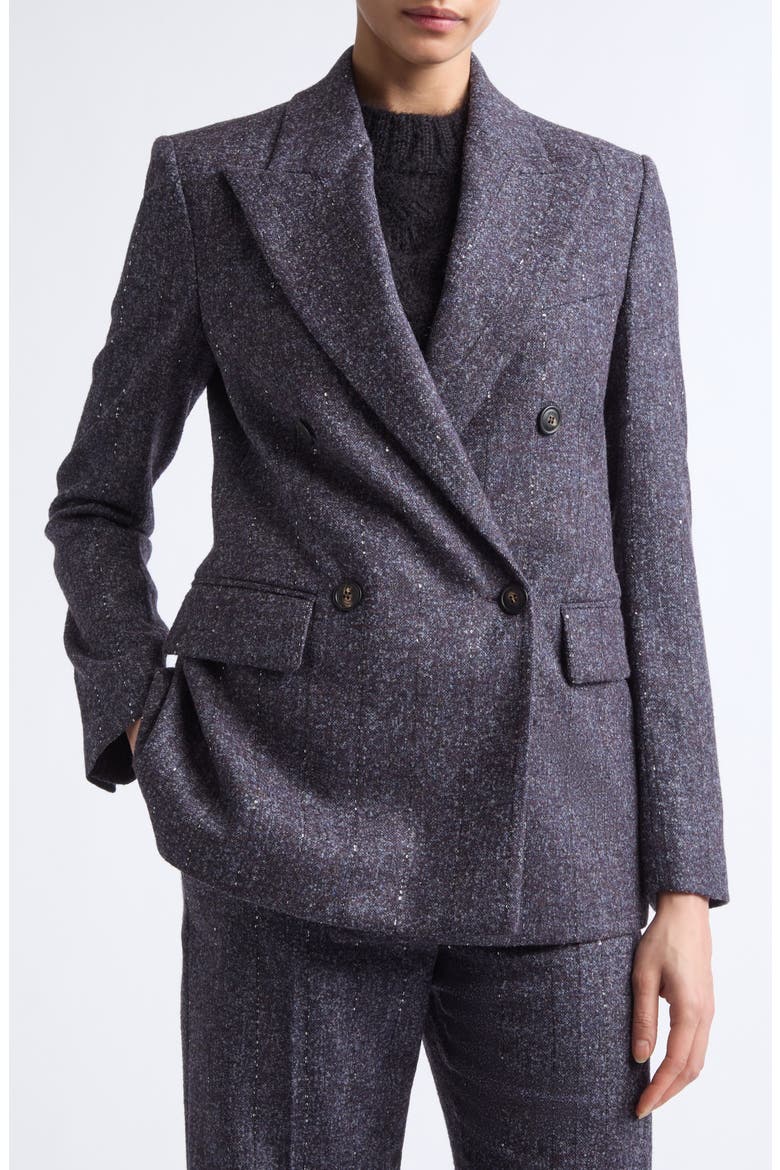 Double Breasted Sequin Detail Alpaca Blend Blazer, Alternate, color, 177 AMETHYST