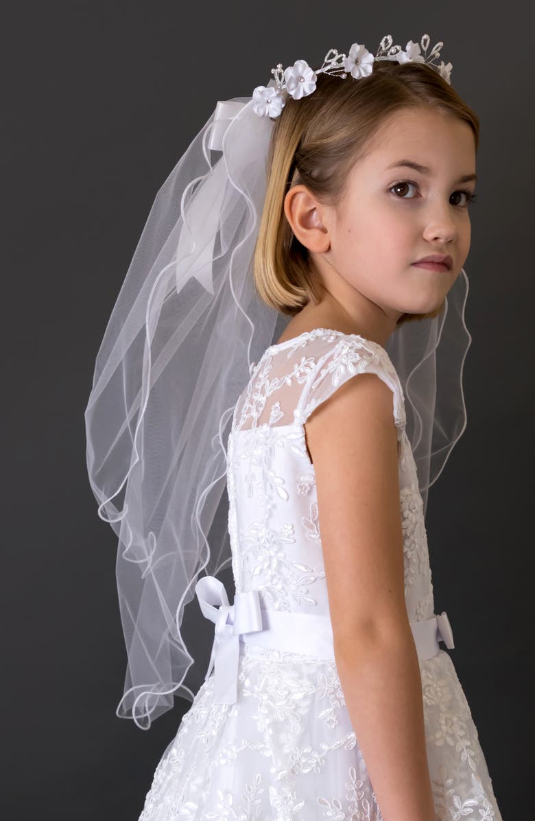 Us Angels First Communion Embellished Comb & Veil, Alternate, color, 