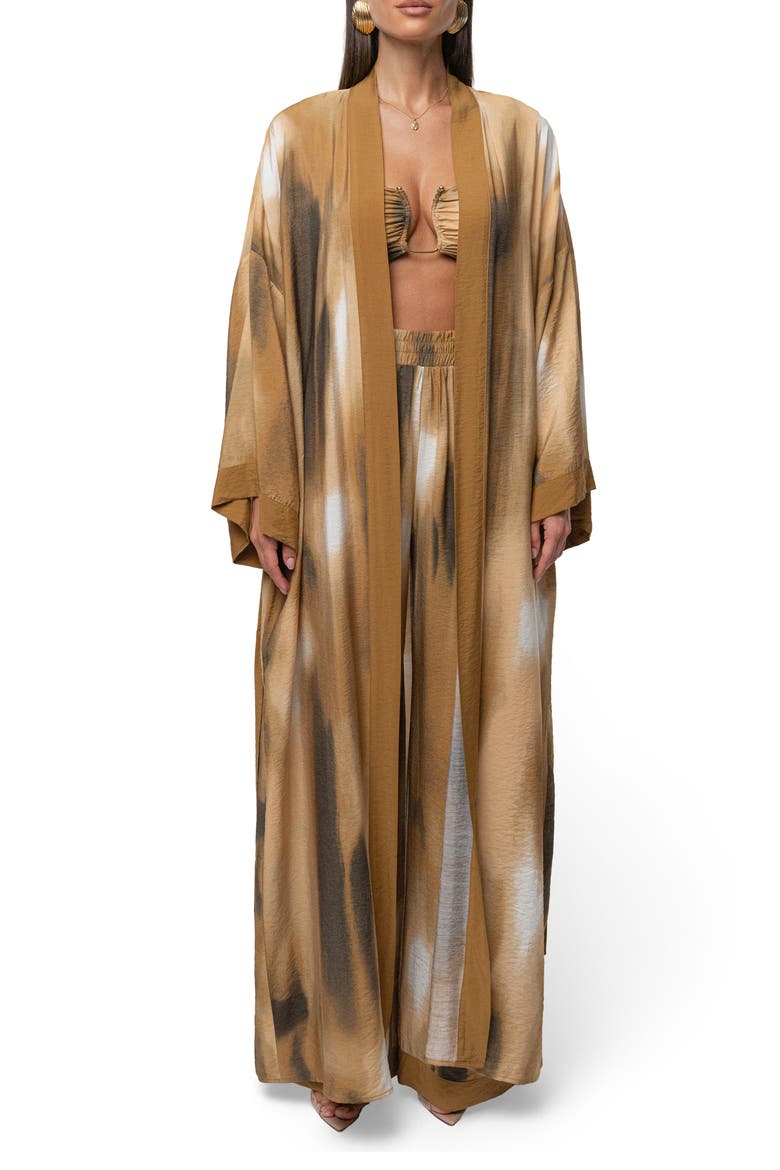 Desert Oasis Abstract Print Duster, Main, color, BROWN