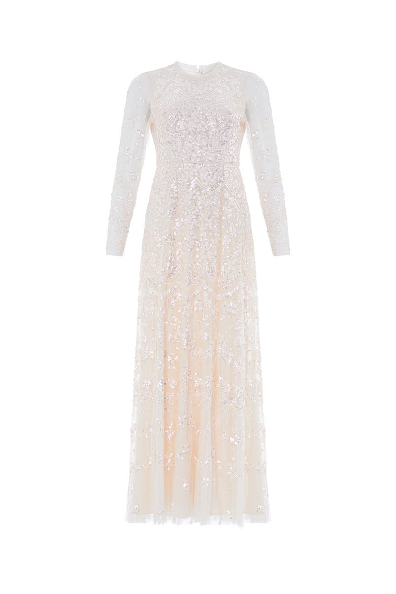 Freya Long Sleeve Sequin Maxi Gown, Alternate, color, Cream/Dusk Pink