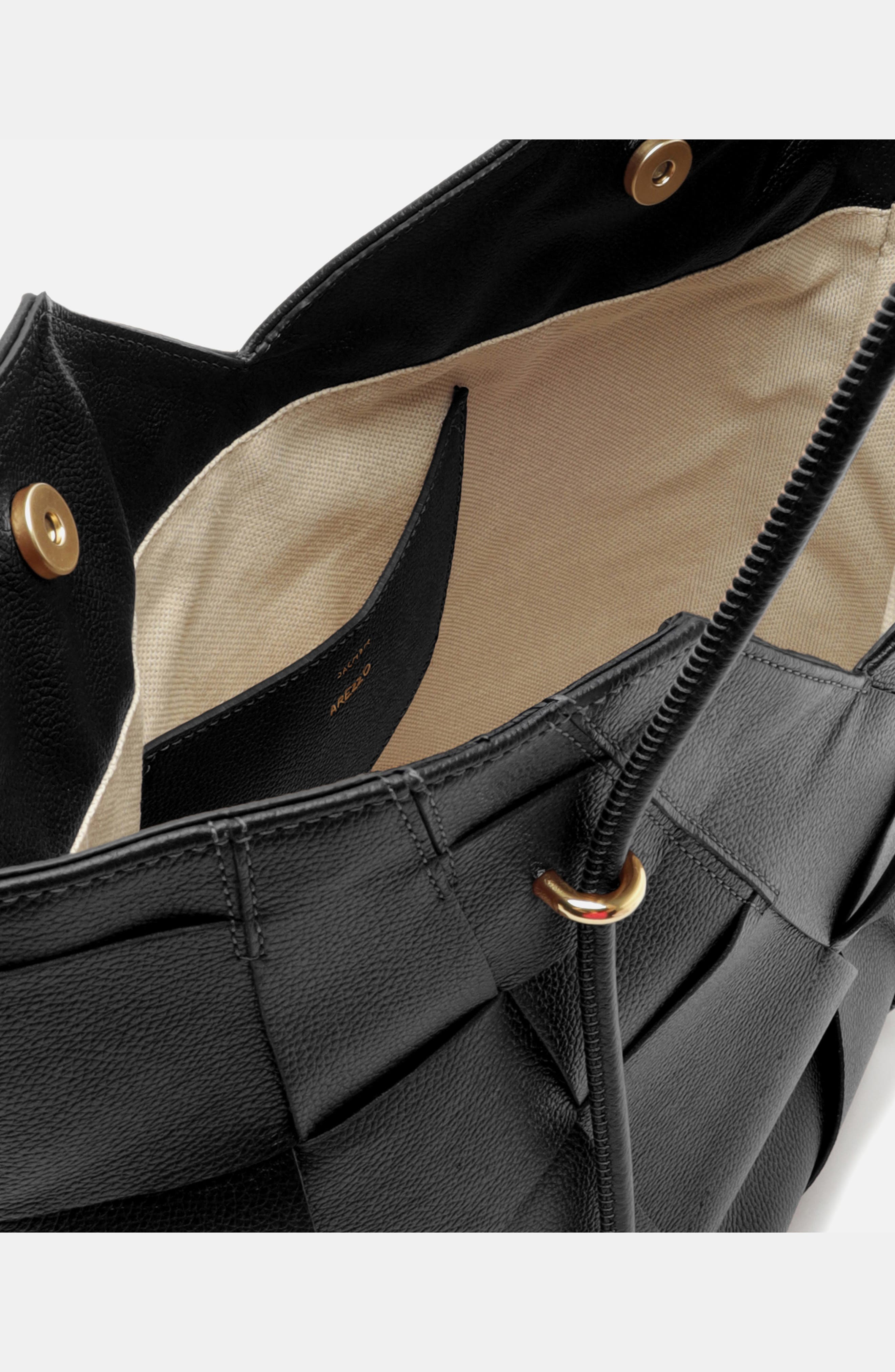 Sarah Large Leather Tote, Alternate, color, BLACK