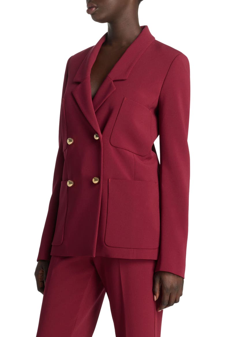 Double Breasted Stretch Cady Blazer, Alternate, color, RASPBERRY