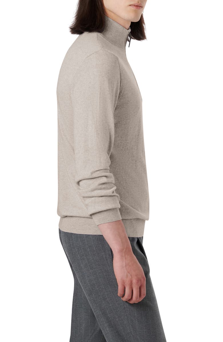 Bugatchi Cotton & Cashmere Quarter Zip Sweater, Alternate, color, Stone