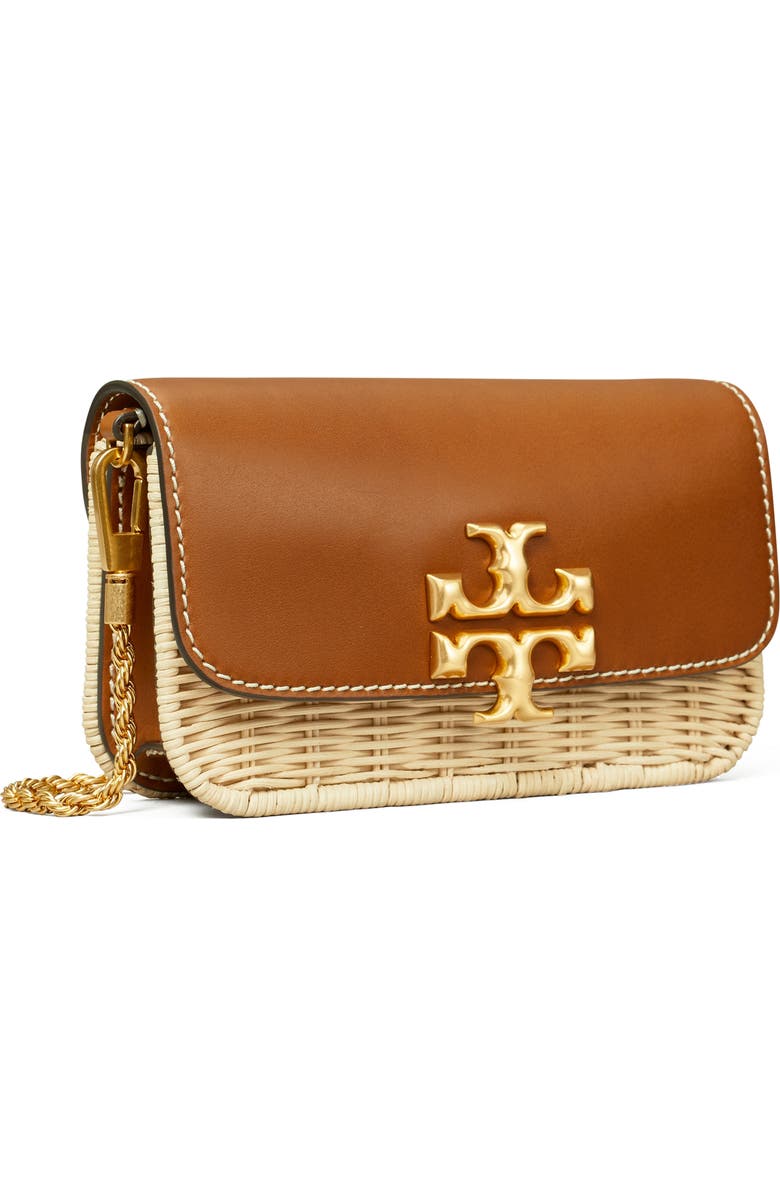 Tory Burch Eleanor Wicker & Leather Phone Crossbody Bag, Alternate, color,