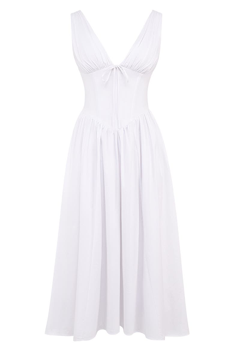 Emmelina Sleeveless Stretch Poplin Midi Dress, Alternate, color, WHITE