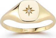 Ember Fine Jewelry 14K Gold Diamond Star Signet Ring - 0.01ct.