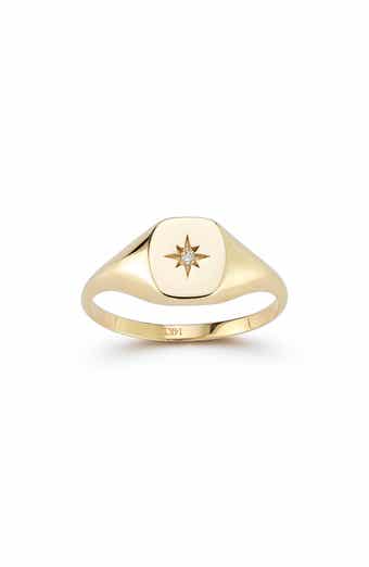 Ember Fine Jewelry 14K Gold Diamond Star Signet Ring - 0.01ct.