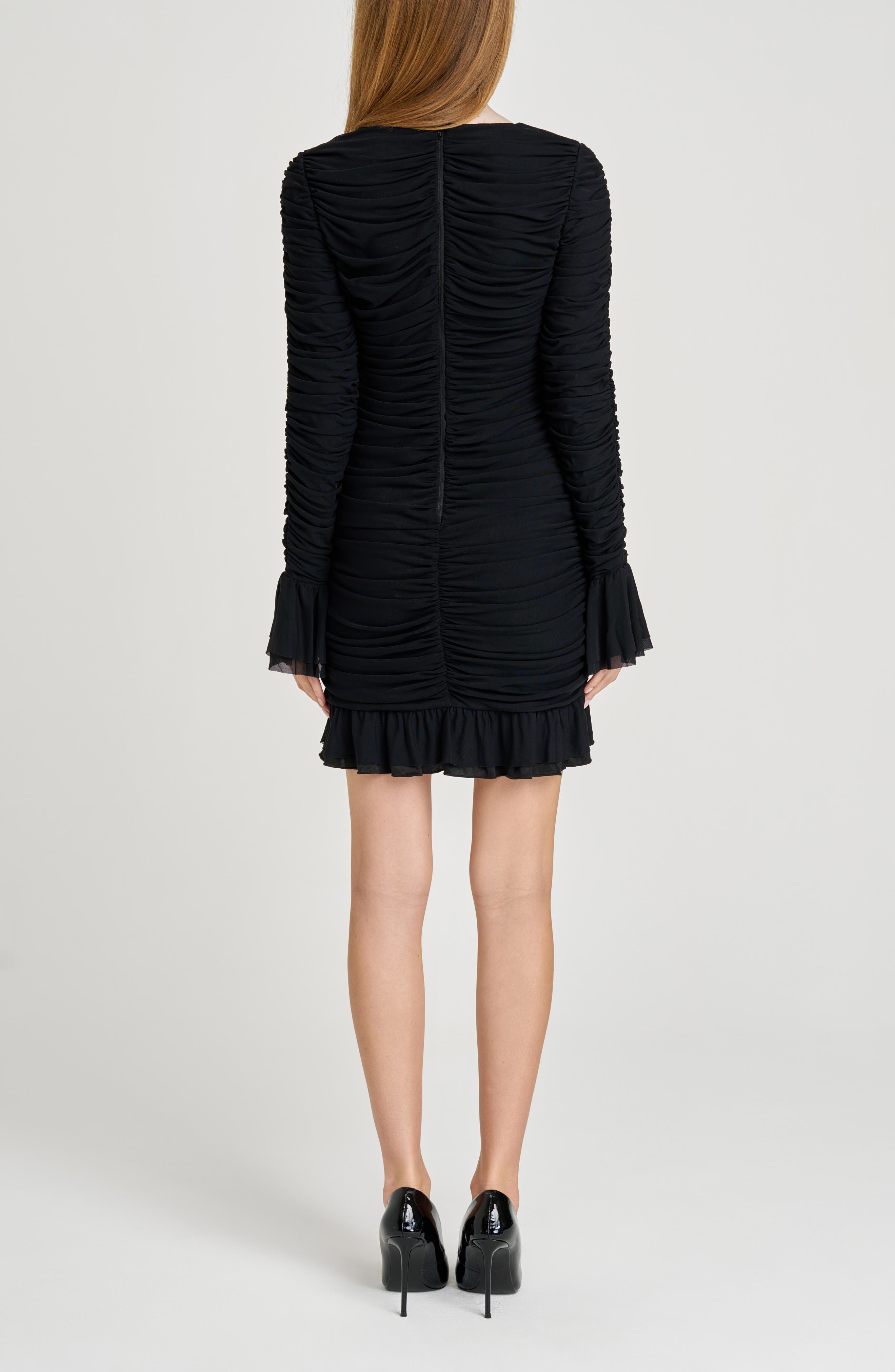 Maxine Long Sleeve Ruched Ruffle Minidress - image 2