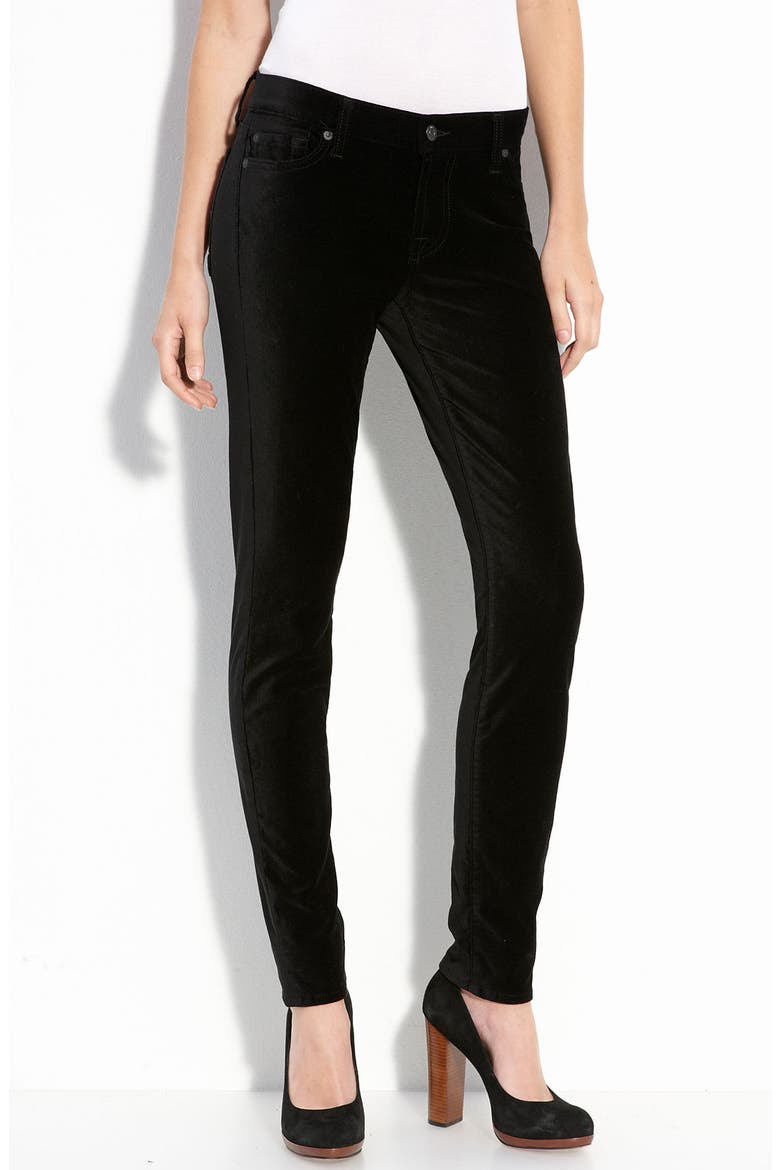 7 For All Mankind® 'The Skinny' Stretch Velvet Jeans, Alternate, color, BLACK