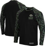 COLOSSEUM Men's Colosseum Black Iowa Hawkeyes OHT Military Appreciation Camo Raglan Long Sleeve T-Shirt