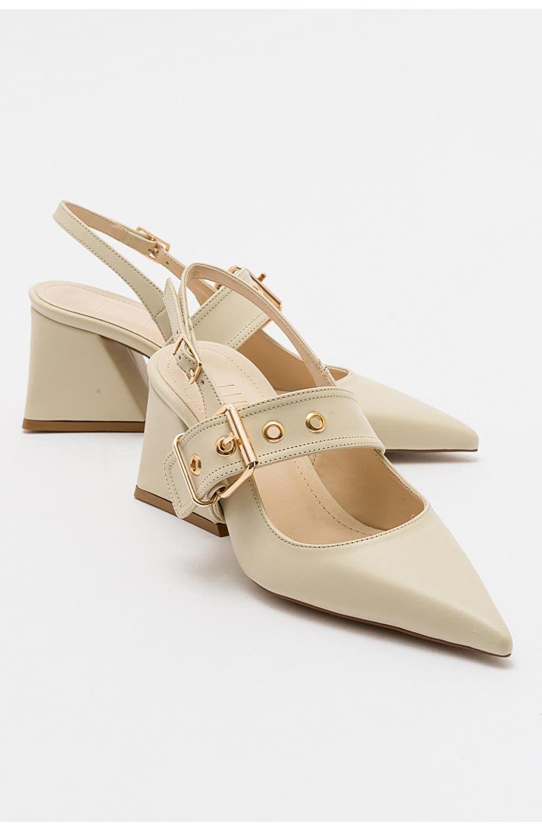 Prologue Shoes Nepido Pointed Toe Block Heel Pump, Main, color, Off-White