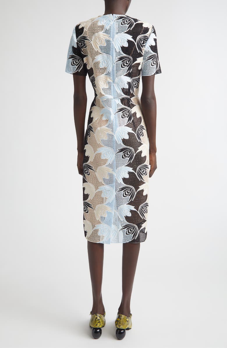 Marni Floral Embroidered Cotton Blend Sheath Dress, Alternate, color, Riw01 Lily White