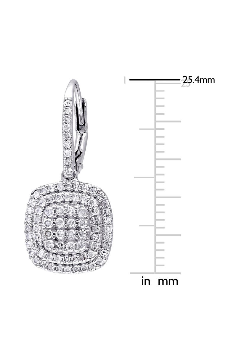 DELMAR Diamond Double Halo Drop Earrings - 0.97ct., Alternate, color, White