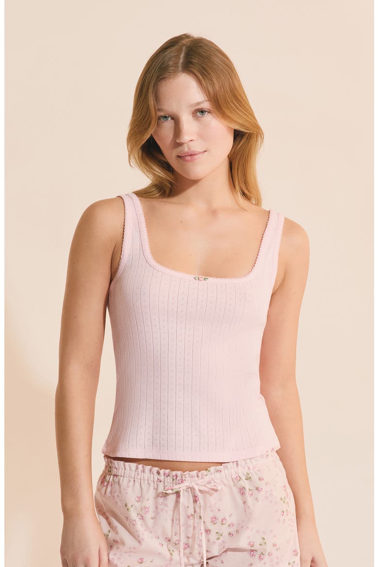 Odelia Sorbet Cotton Pointelle Pajama Tank, Alternate, color, POWDER PINK