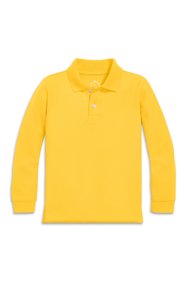 Long Sleeve Pique Polo, Alternate, color, Sunflower