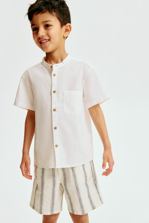 Linen-blend Drawstring Shorts