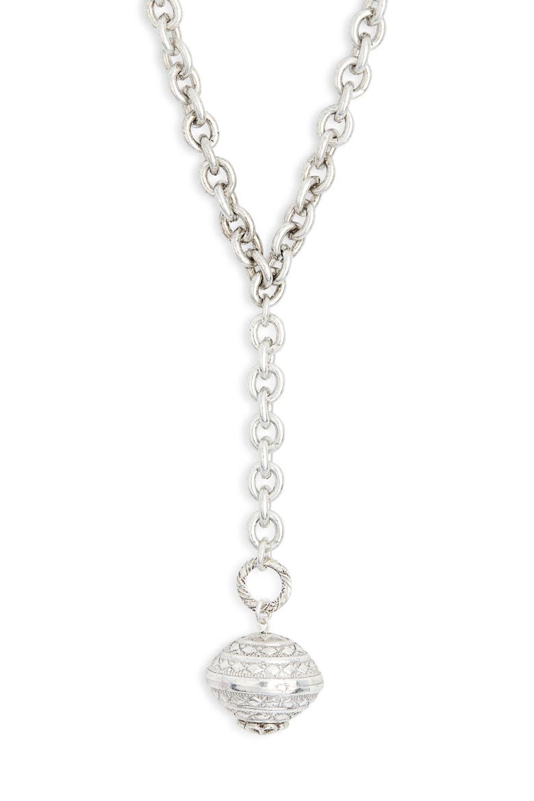 Long Pendant Y-Drop Necklace, Main, color, SILVER