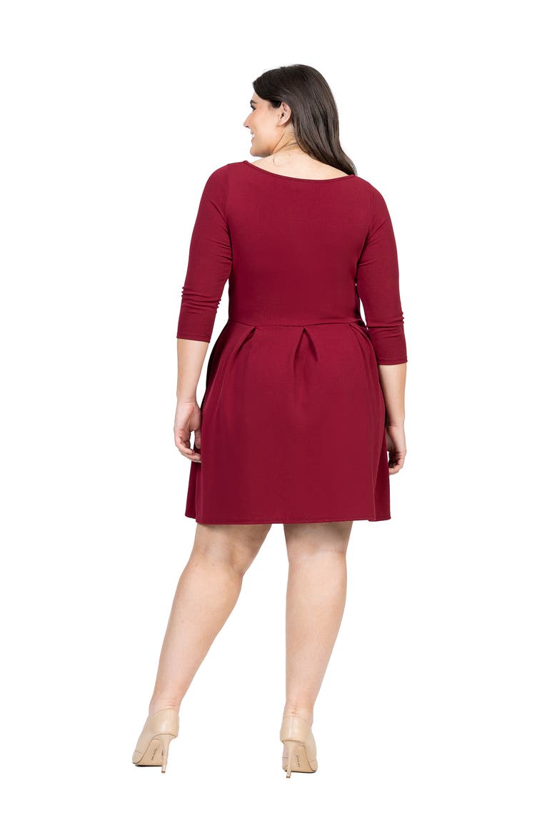 Plus Size Perfect Fit and Flare Pocket Dress, Alternate, color, Burgundy