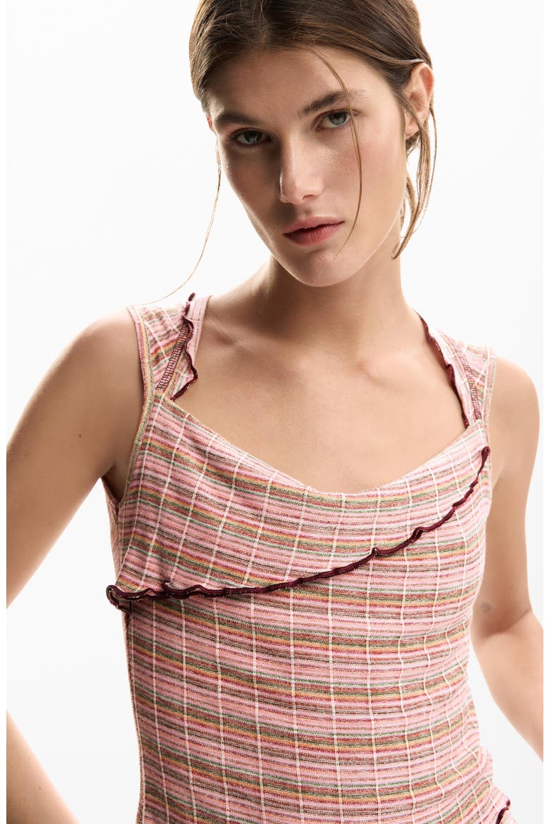 Lettuce Edge Sleeveless Top, Alternate, color, PINK MULTI