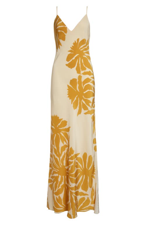 Johanna Ortiz Tropical Harmony Silk Maxi Dress In Clavel Ecru/yellow