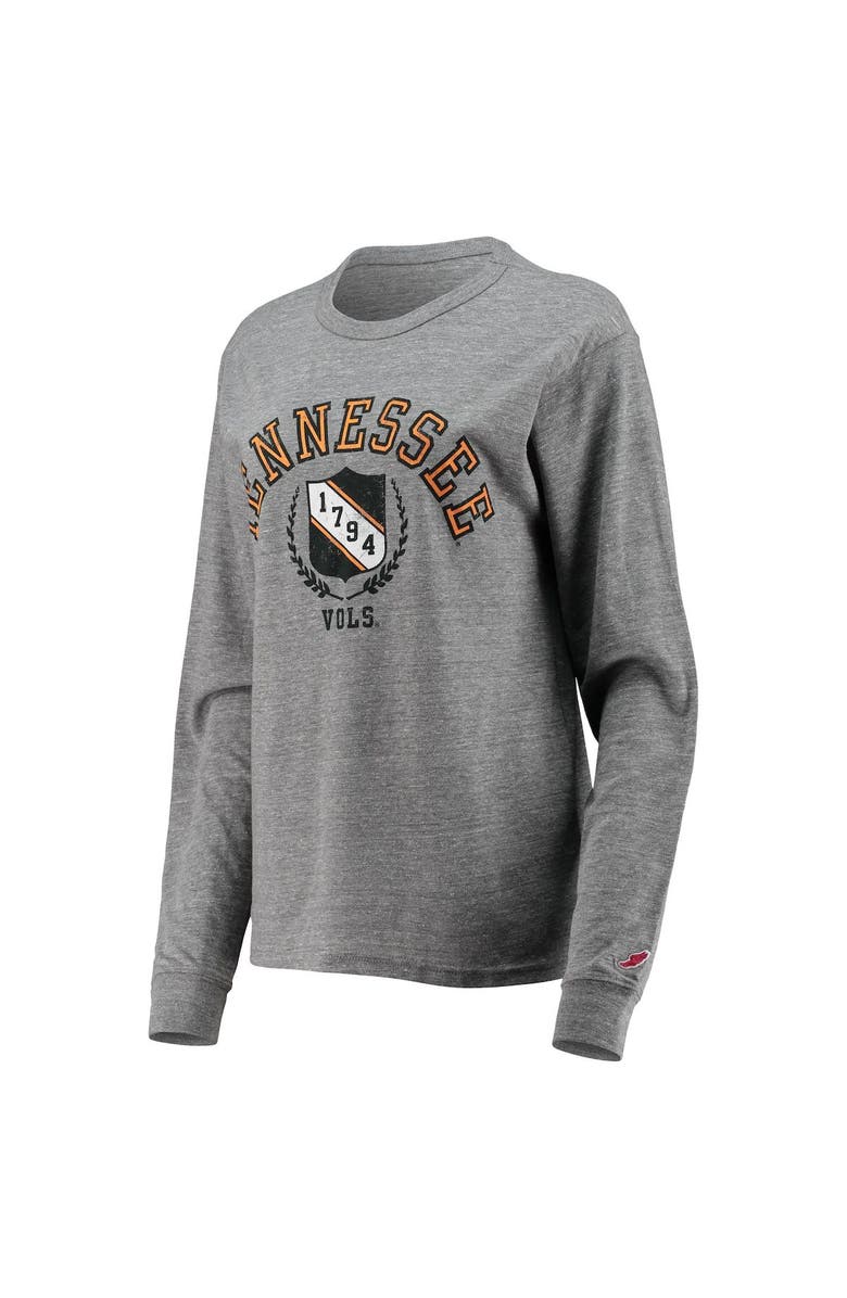 LEAGUE COLLEGIATE WEAR Women's League Collegiate Wear Heathered Gray Tennessee Volunteers Seal Victory Falls Oversized Tri-Blend Long Sleeve T-Shirt, Alternate, color, 