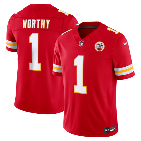 Men's Nike Xavier Worthy Red Kansas City Chiefs Team Vapor F.U.S.E. Stitched Limited Jersey