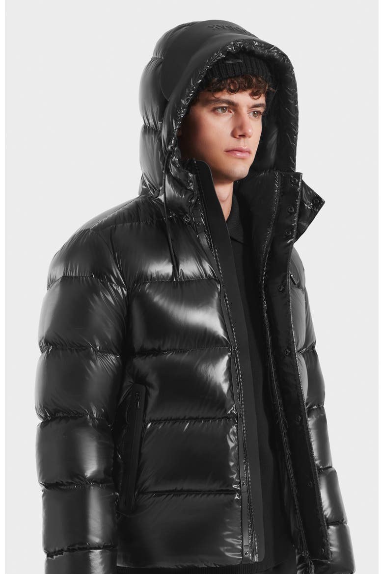 Joel Glossy Down Puffer Jacket, Alternate, color, Black
