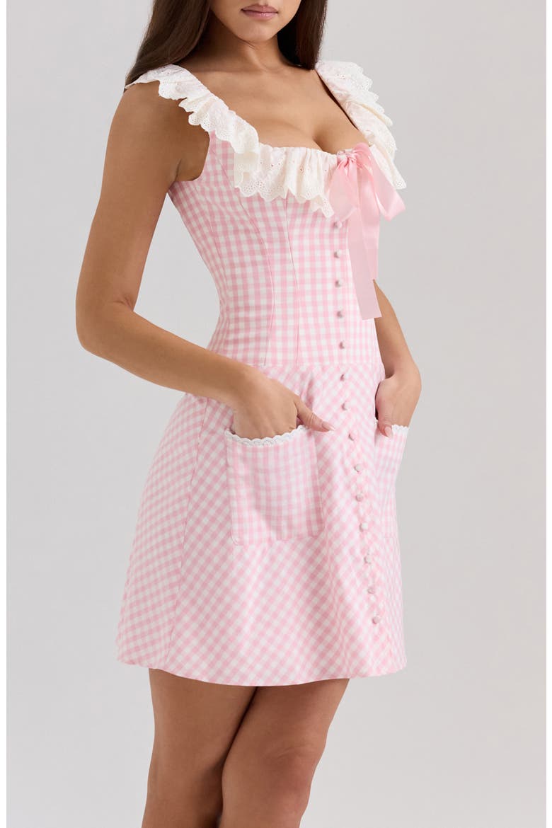 Astra Ruffle Minidress, Alternate, color, PINK GINGHAM