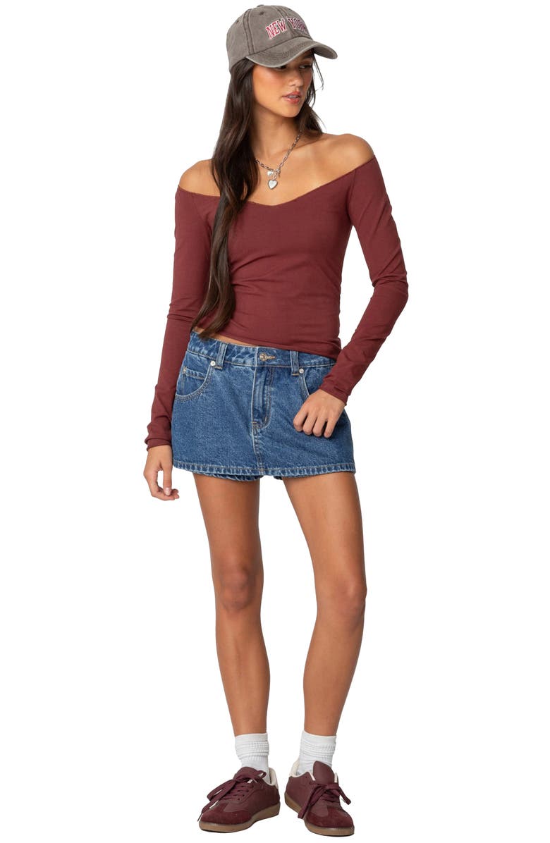 EDIKTED Talia Denim Miniskort, Alternate, color, Dark-Blue