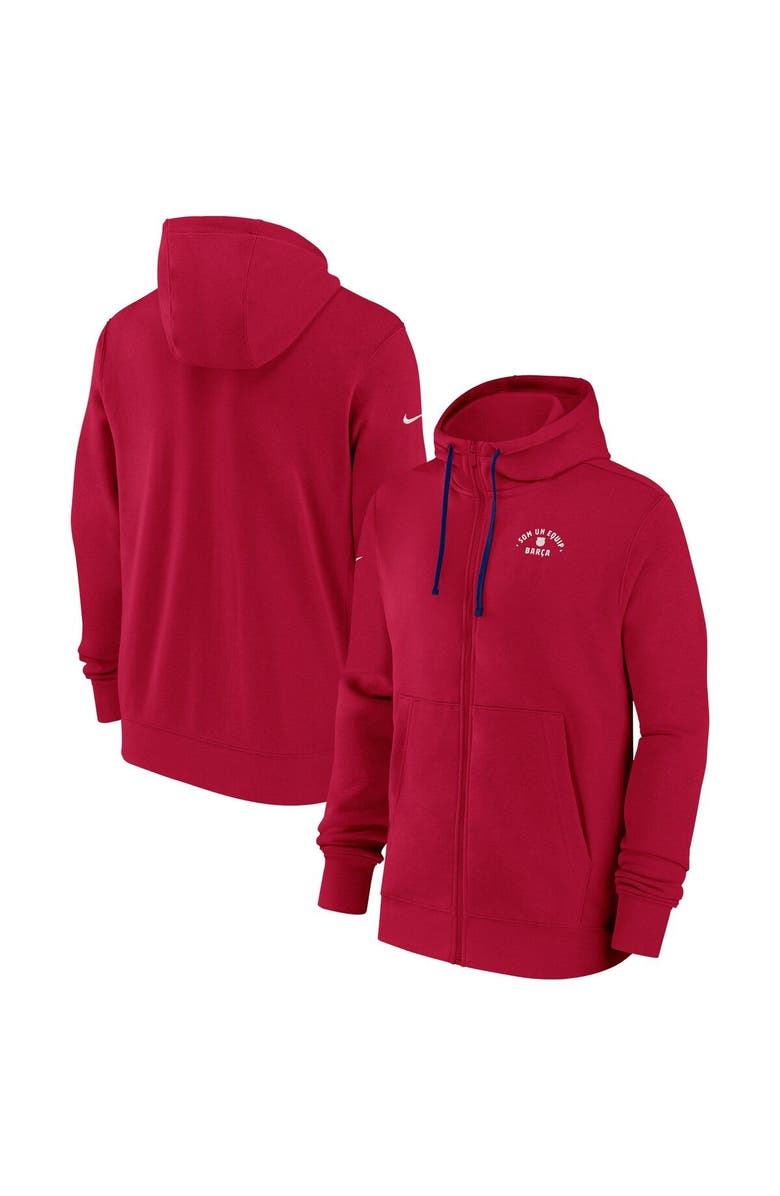 Nike Men's Nike  Red Barcelona Club Fleece Full-Zip Hoodie, Main, color, 