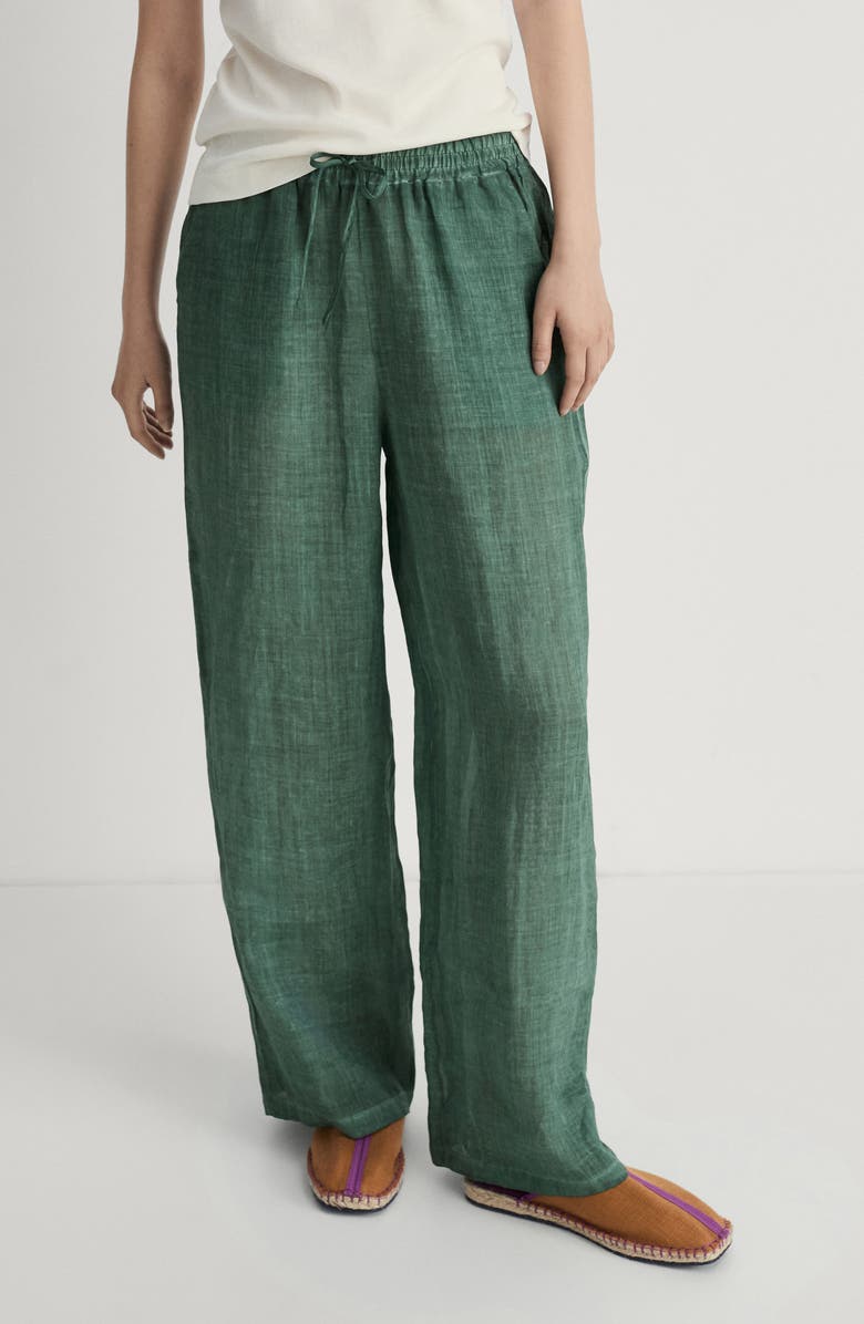 MANGO Overdyed Wide Leg Ramie Pants, Alternate, color, 